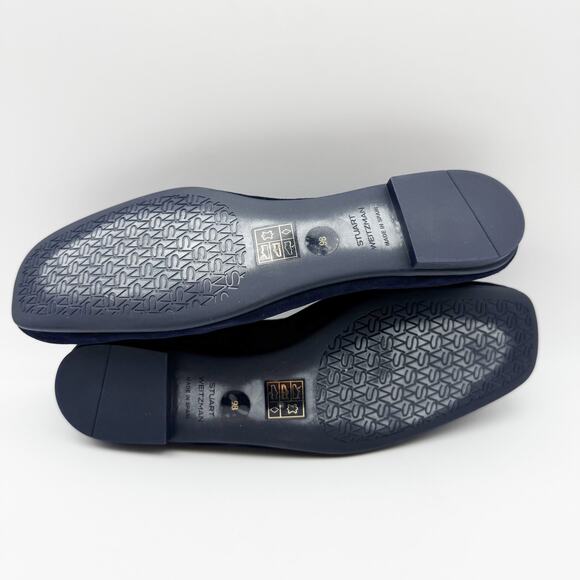 Stuart Weitzman Womens Bardot Bow Ballerina Flats US 9 Navy Blue Suede NIB - Picture 13 of 14